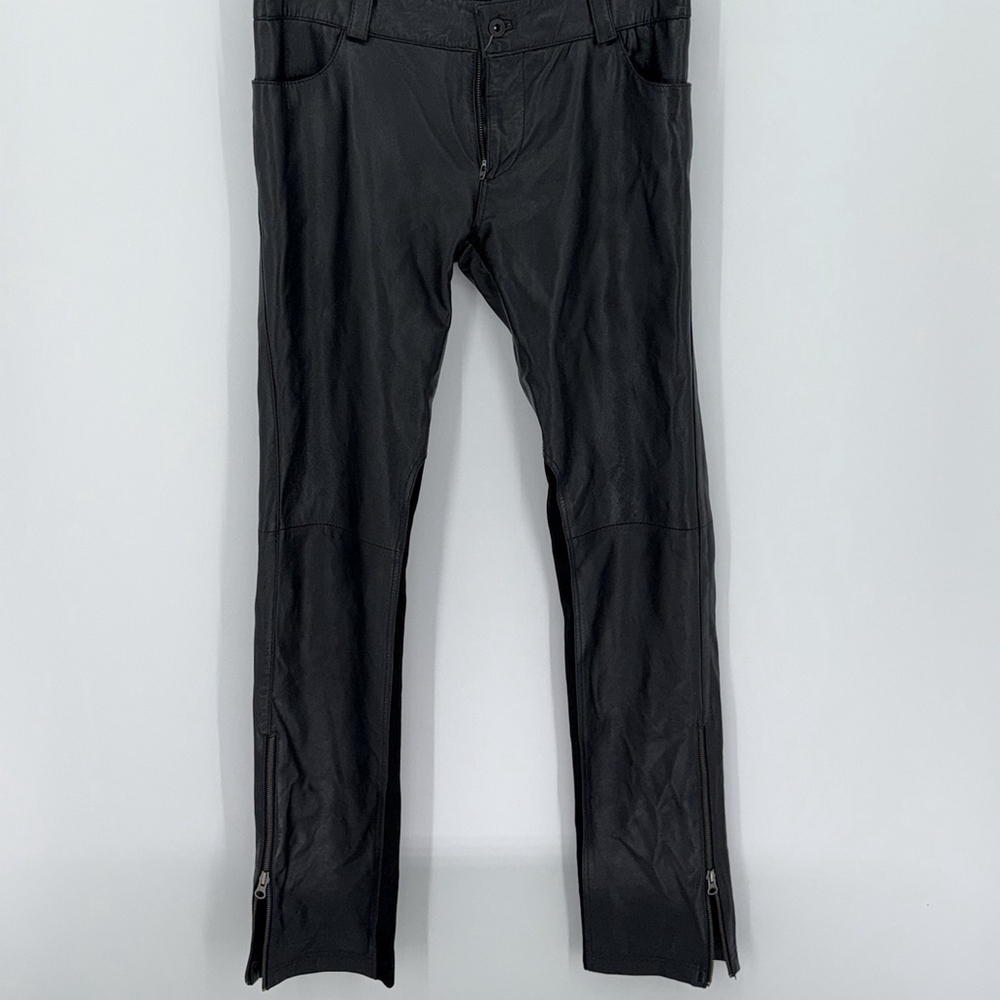 Sara Berman 100% Black Leather Pants Ankle Zips Women’s Size Large
